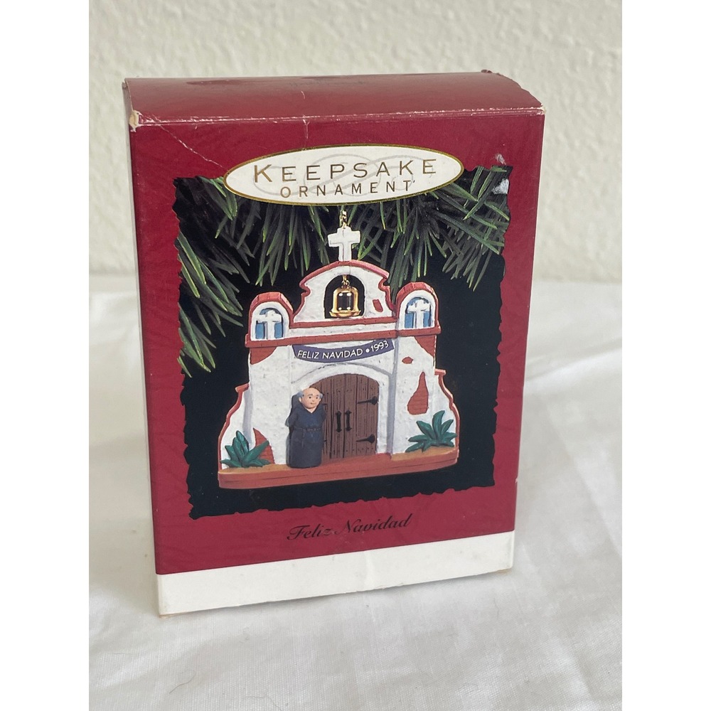 1993 VTG Hallmark Feliz Navidad Ornament Unisex OS EUC Spanish Mission Church